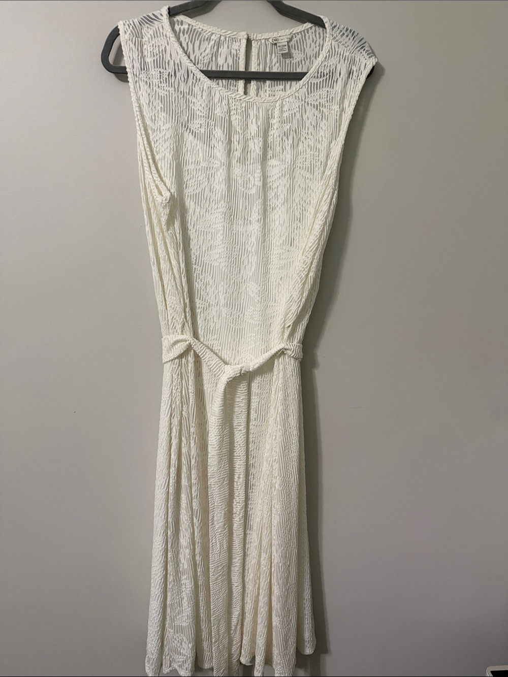 Cato Cream Lace Midi Dress with Waist Tie